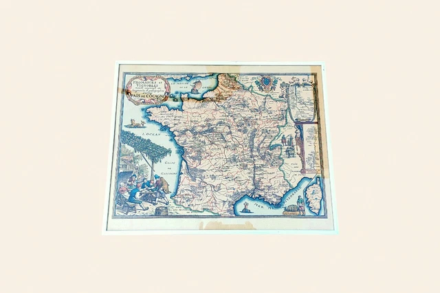 TABLEAU - CARTE de France ancienne « Fromages et vignobles, Païs de