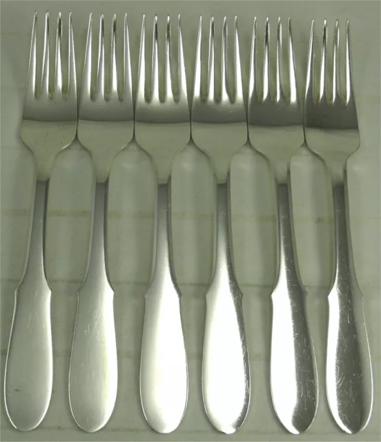 Georg Jensen modèle Mitra, métal argenté, 6 fourchettes de table, Forks, lot 1/2