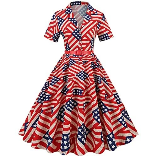 1950s Vintage Shirt Dress for Women Short Sleeve Peter Pan Collar Gingham