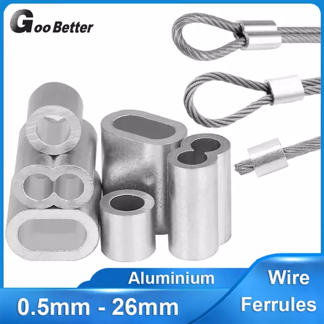 Round Aluminium Crimp End Stops Ferrules For 1mm-12mm Stainless Steel Wire  Rope