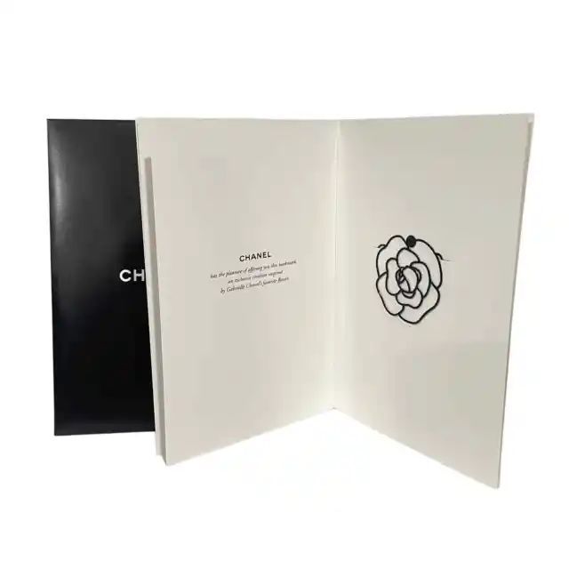 Chanel Camelia Pendant bookmark black and metal with booklet New