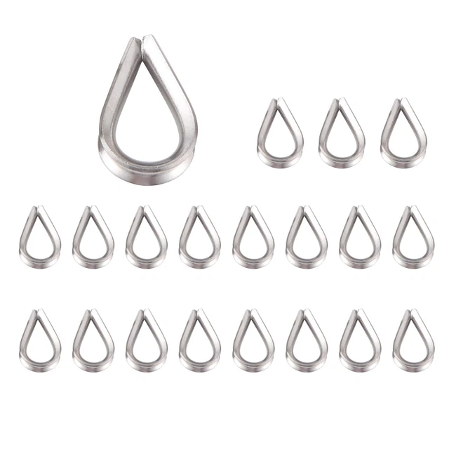 2X(STAINLESS STEEL 2MM Wire Rope Cable Thimbles Silver Tone 20 Pcs F8M7 ...