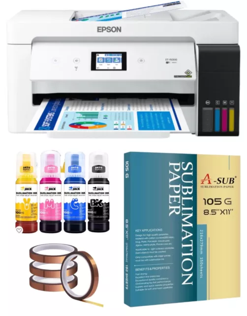 Epson Printer with Sublimation Ink Transfer + Heat Press 5 in 1 Start DTF  Bundle