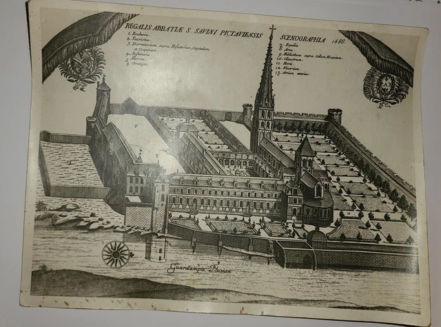 reproduction dessin abbatiale Saint Savin /Gartempe (Vienne) scénographie 1688