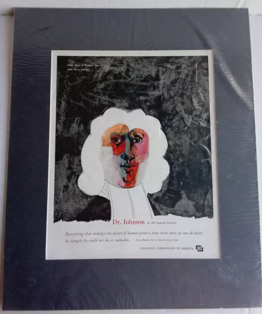 Container Corporation of America Great Ideas of Man DR. JOHNSON   Ad MATTED