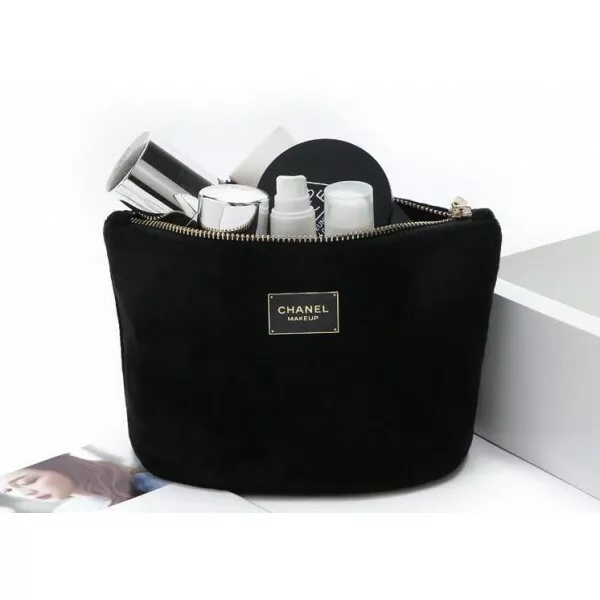 CHANEL WHITE Cosmetics Makeup Bag Clutch