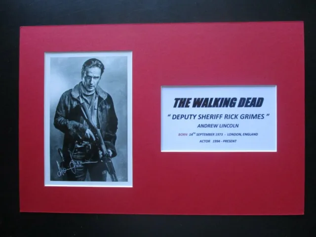 "The Walking Dead" Rick Grimes - Andrew Lincoln Signed Printed A4 Mounted Photo