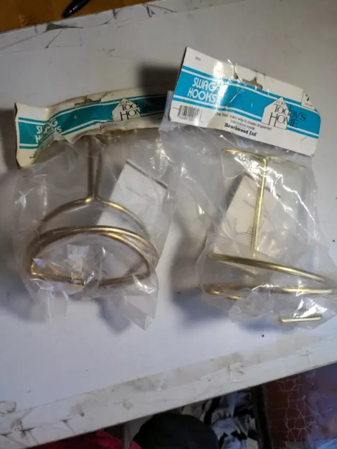 2 pair of brass finish swag curtain hooks # 35055 TAIWAN