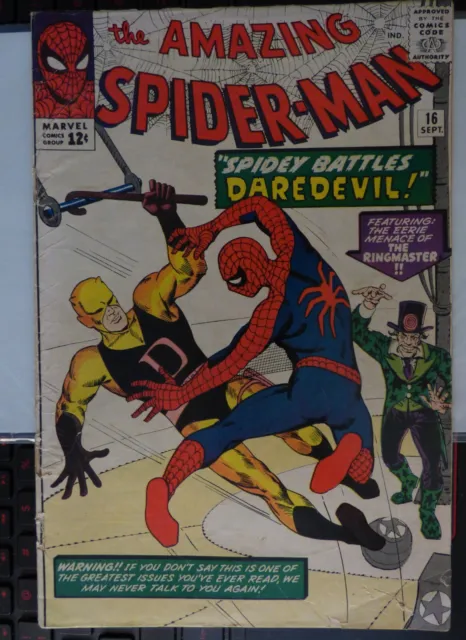 Amazing Spider-Man 16 1st Daredevil, Ringmaster, VG-plus (probably 4.5) 