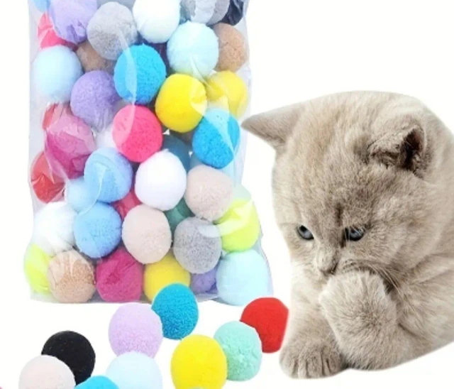 TOY FOR CATS Soft Balls for Cats Plush Toy For Training and Play 100pcs