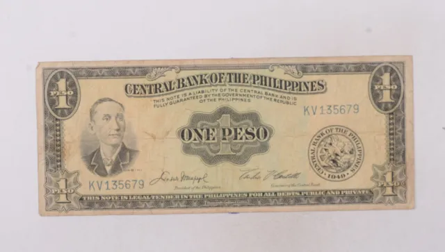 CrazieM World Bank Note - 1949 Philippines 1 Peso - Collection Lot m678