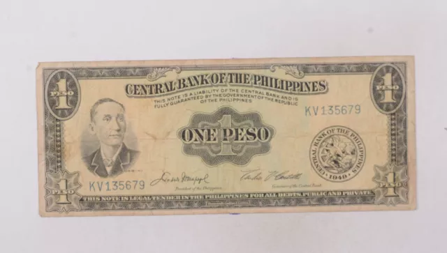 CrazieM World Bank Note - 1949 Philippines 1 Peso - Collection Lot m678