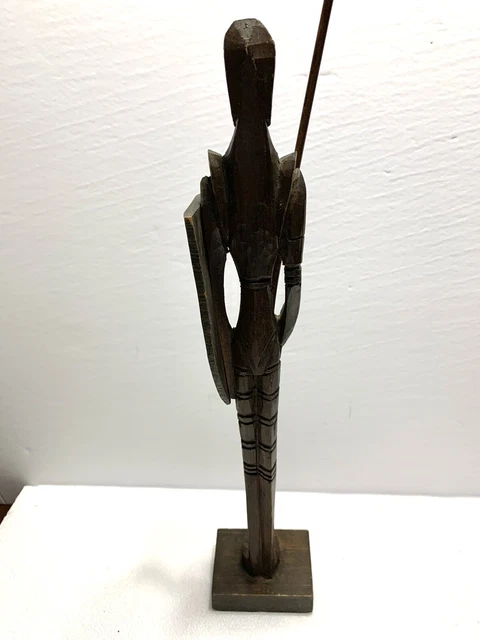 Vintage 16" Wood Hand Carved Knight Statue Medieval Don Quixote Mexico w/Sword