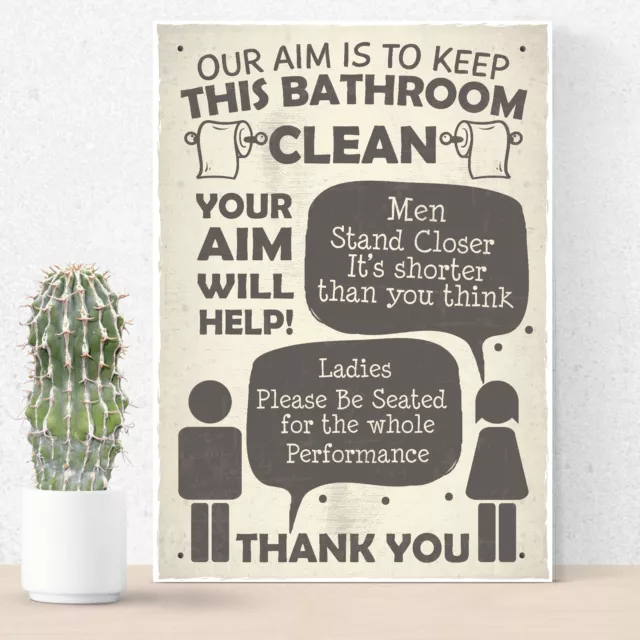 Funny Bathroom Signs Toilet Door Wall Plaques Men Ladies Shabby Chic Home Decor