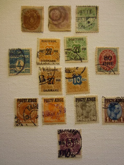 LOT USED~Denmark Overprint Post Faerge~Ferry~Christian X~Royal Emblem Skilling++