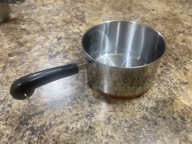 Revere Ware 75-225ml Copper Bottom Stainless Steel Measuring Cup Sauce Pan 2