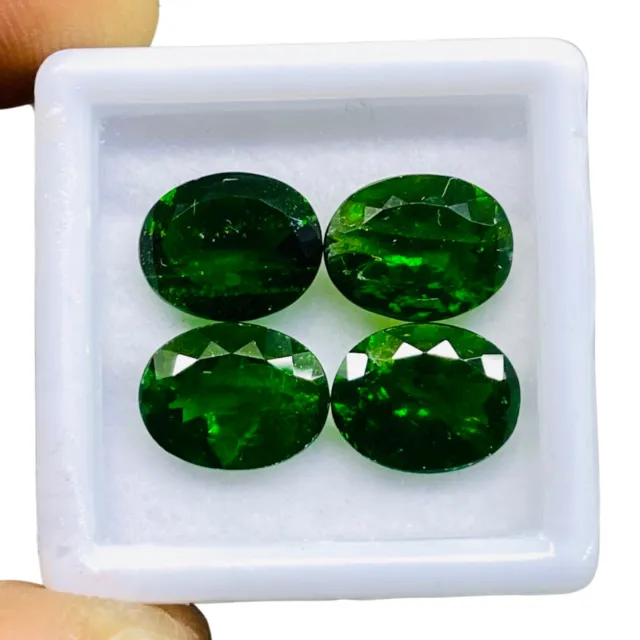 4 Pcs Natural Chrome Diopside 10x8mm Oval Cut Vivid Green Loose Gemstones Lot