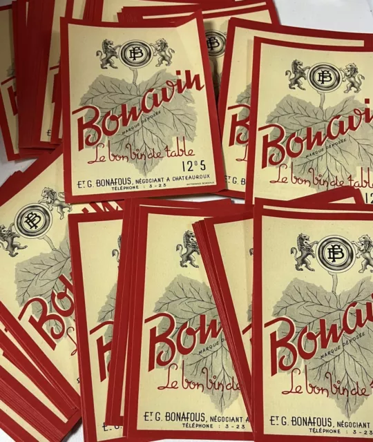 Lot  100 Etiquettes Vin Bonavin Boisson Alcool  Old Labels Anciennes