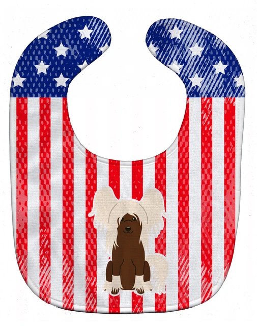 Patriotic USA Chinese Crested Cream Baby Bib BB3108BIB