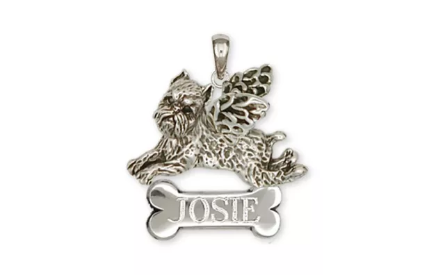 Brussels Griffon Angel Personalized Pendant Handmade Sterling Silver Dog Jewelry