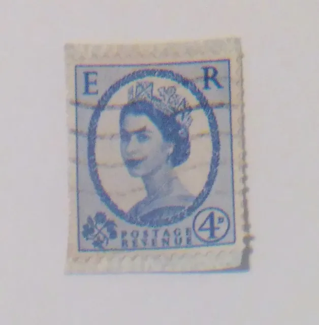 BOGO Vintage E R Wilding Queen Elizabeth II Postage Stamp Blue 1957 England Rare