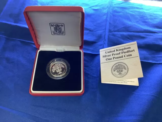 1987 United Kingdom Silver Proof Piedfort One Pound Coin With Box & COA!