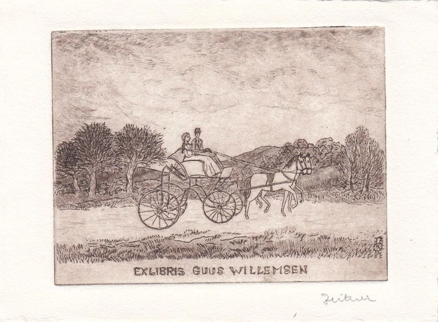 Exlibris Bookplate Etching Irma Zeitler 1922-1987 Carriage