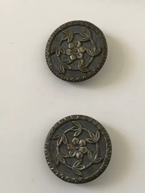 Pair of Antique Art Nouveau floral buttons