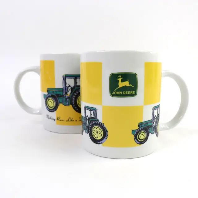 Set Of 2 Gibson John Deere Coffee Mug Cup Nothing Runs Like A Deere Tractor