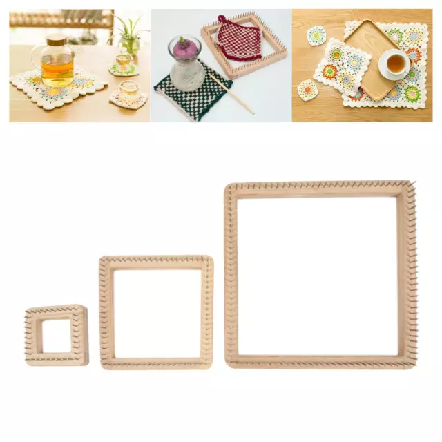 Multifunctional Knitting Loom Crafts Wooden Weaving Square for Hats Yarn Scarf