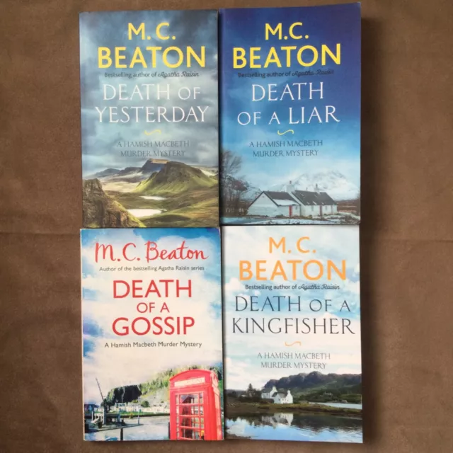 M.C. Beaton Hamish Macbeth Books x 4 Death of a gossip, yesterday, kingfisher