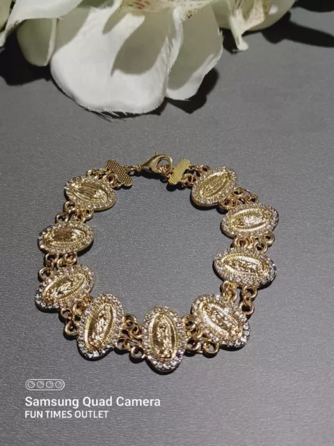 Virgen De Guadalupe Pulsera Oro Laminado Guadalupe Gold Plated Lady Bracelet