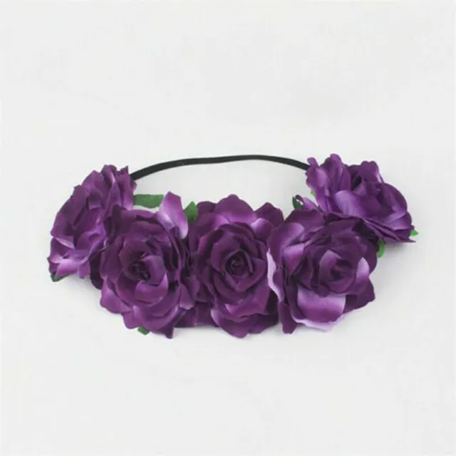 Hairband Boho Headband Rose Flower Hair Crown Large Festival Garland Vintage
