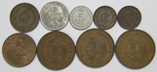 Mexico 50 20 5 2 1 Centavos Centavo World Coin Collection Lot (9) 🌈⭐🌈