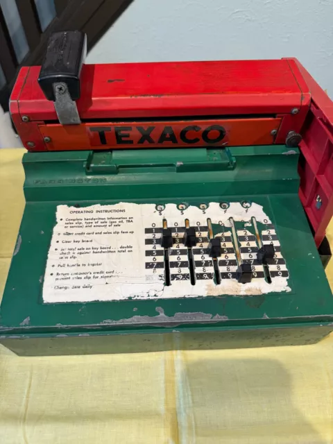 Vintage Texaco Gas Station Farrington Hand Operated Slide Credit Card Machine 2