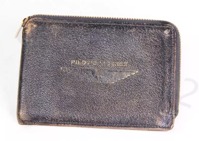 VINTAGE Leather Pilots License Wallet TEX RANKIN Hollywood Aces NX23367 Photo