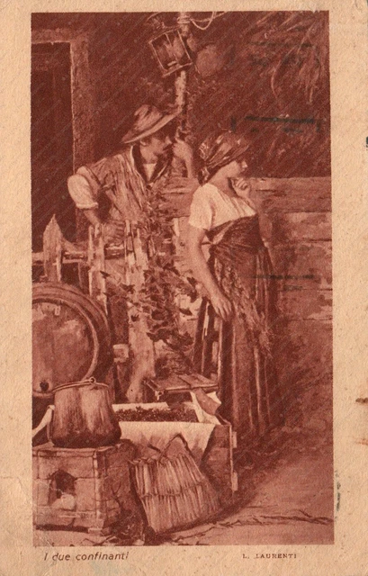 1934 I due confinanti artista L. Laurenti costumi Cartolina