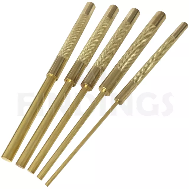 3mm to 9.5mm LONG DRIVE BRASS PIN PUNCH SET - 5 PIECES from 1/8 to 3/8" tool