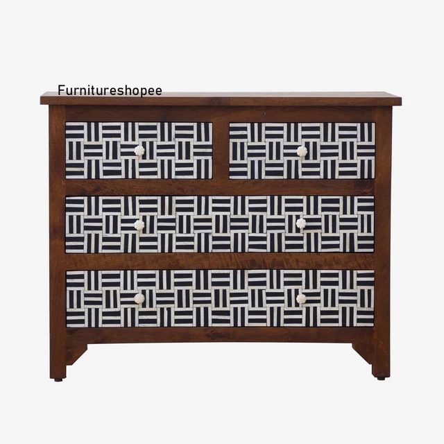 Antique Indian handmade Bone Inlay Sideboard Buffets 4 Drawer Bone Inlay Table