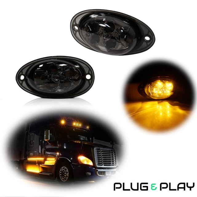 Amber LED Cab Side Marker Lights Turn Signal For Freightliner Cascadia 2008-2017