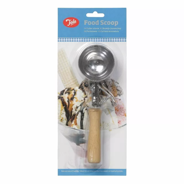 Tala Wooden Handle Ice Cream Mashed Potato Food Scoop with Trigger