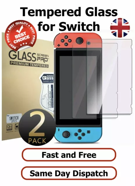 Nintendo Switch Console PREMIUM TEMPERED GLASS 2 Pack Screen Protector Cover