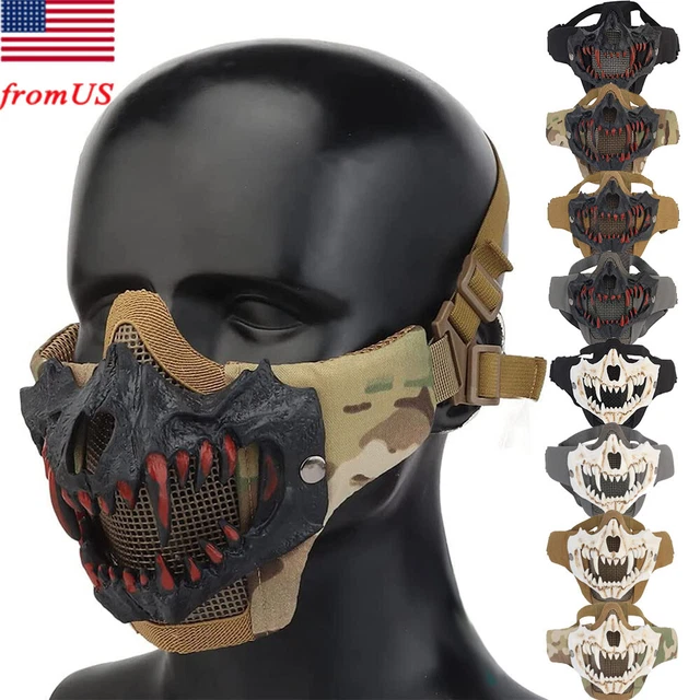 TACTICAL HALF MASK Airsoft Skull Half Face Halloween Tusk 23.75 PicClick