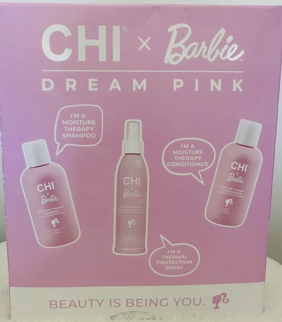 BARBIE MOVIE CHI X Barbie Dream Pink 3 Pcs Shampoo Conditioner Thermal Spray NEW
