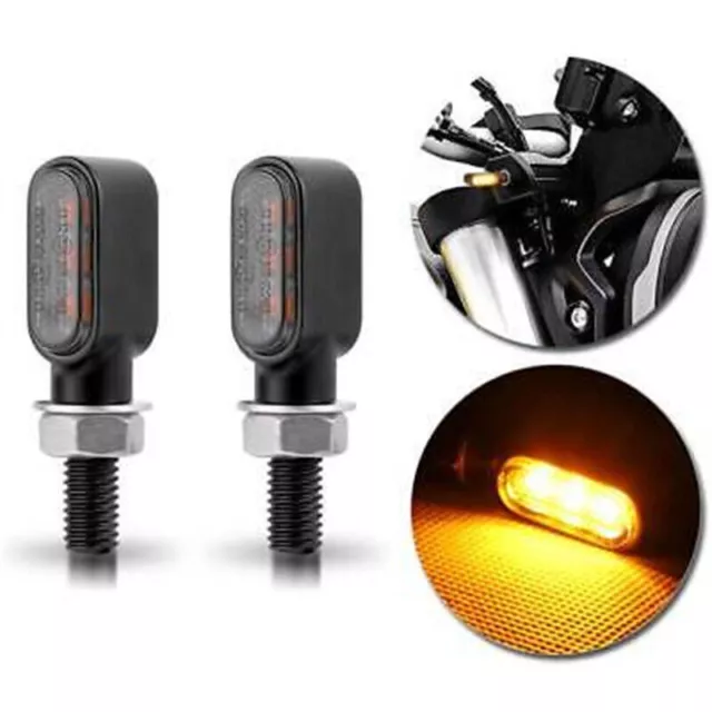 LED Motorcycle Mini Turn Signal Light Indicators Blinker For Bobber Cafe Racer