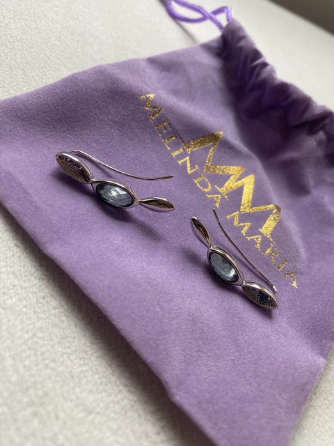 Melinda Maria Aquamarine and Sterling Drop Earrings! New Without Tags
