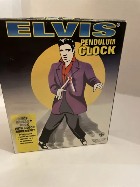 Elvis Presley Purple Suit Pendulum Wall Clock Swinging Dancing Legs 13"