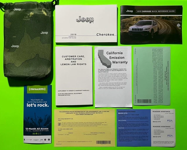 2019 JEEP CHEROKEE Factory Owners Manual Essential Info Guide Set