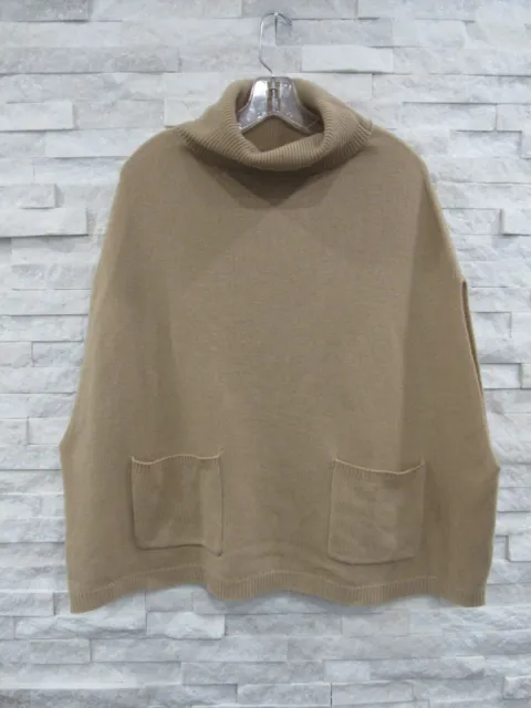 Neiman Marcus Camel 100% Cashmere Luxurious Turtlneck Poncho Sweater OS S M L XL