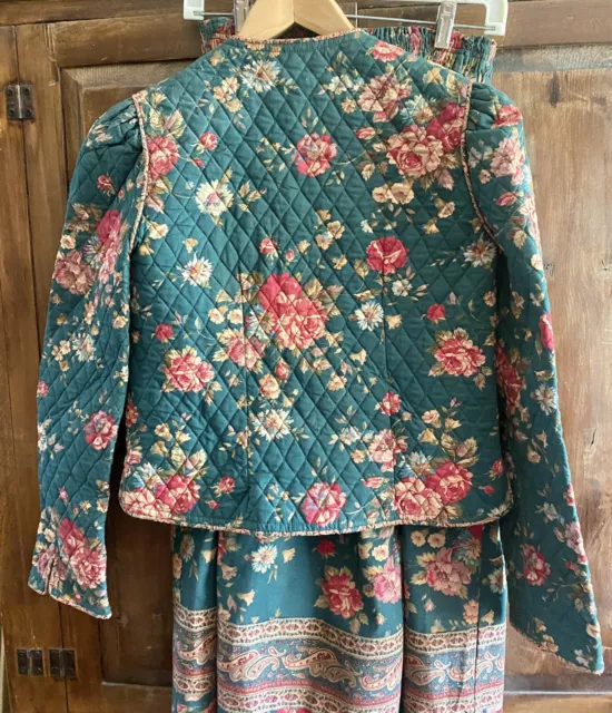 Vintage Vera Bradley Quilted Jacket & Skirt Greenbriar Indiana USA Med 80s 2